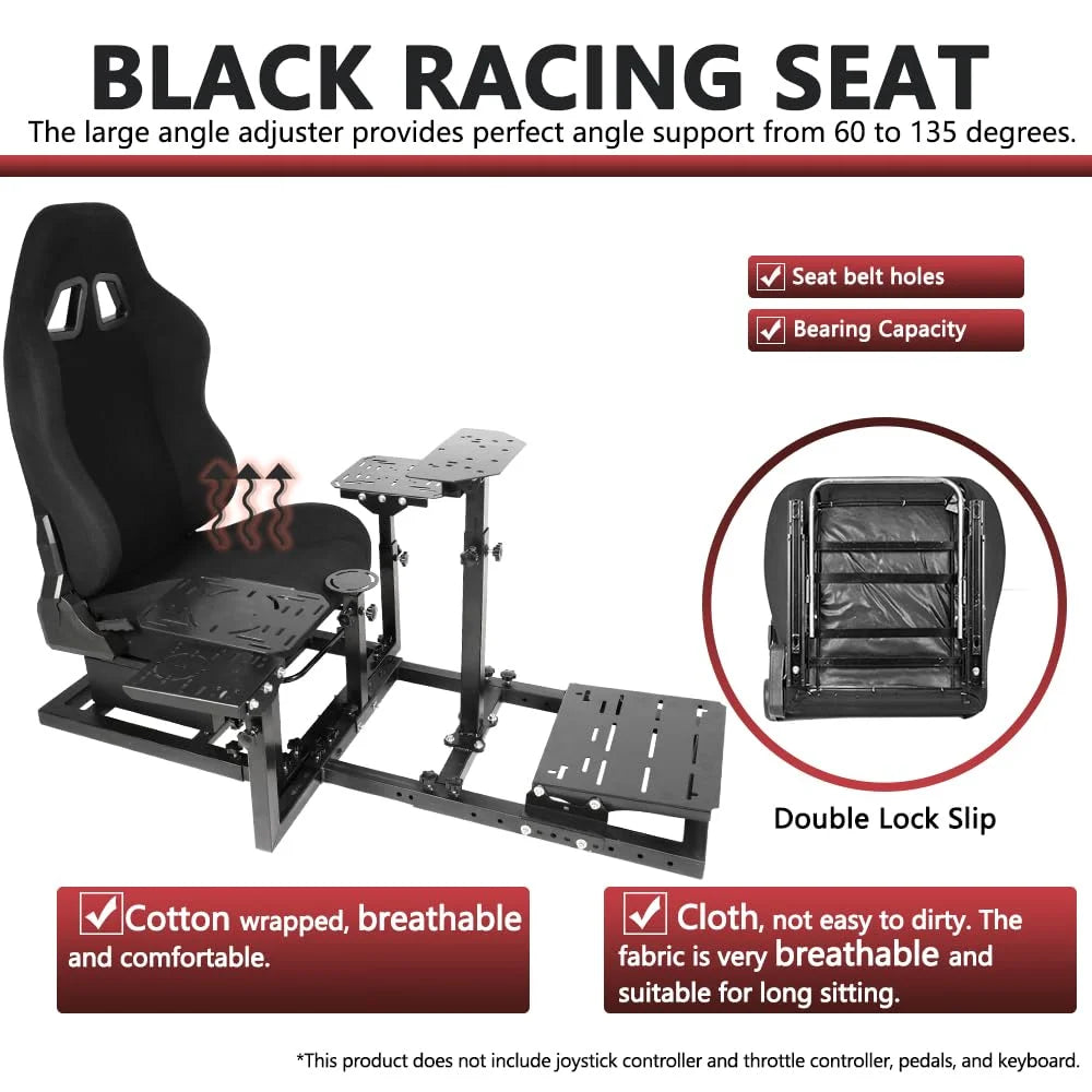 Supllueer Racing Flight Sim Cockpit with Seat Fit Thrustmaster Hotas Warthog Logitech G29 G923 X52