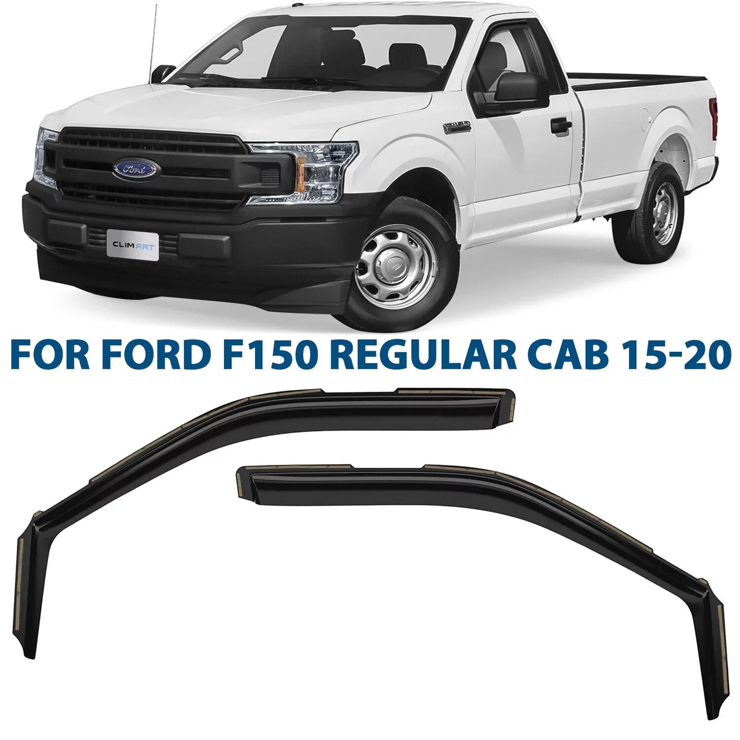 in-Channel Incredibly Durable Rain Guards for Ford F150 2015-2020 Regular Cab, Original Window Deflectors, Vent Window Visors, Vent Deflector, Dark Smoke Truck Accessories, 2 pcs- 315008LP