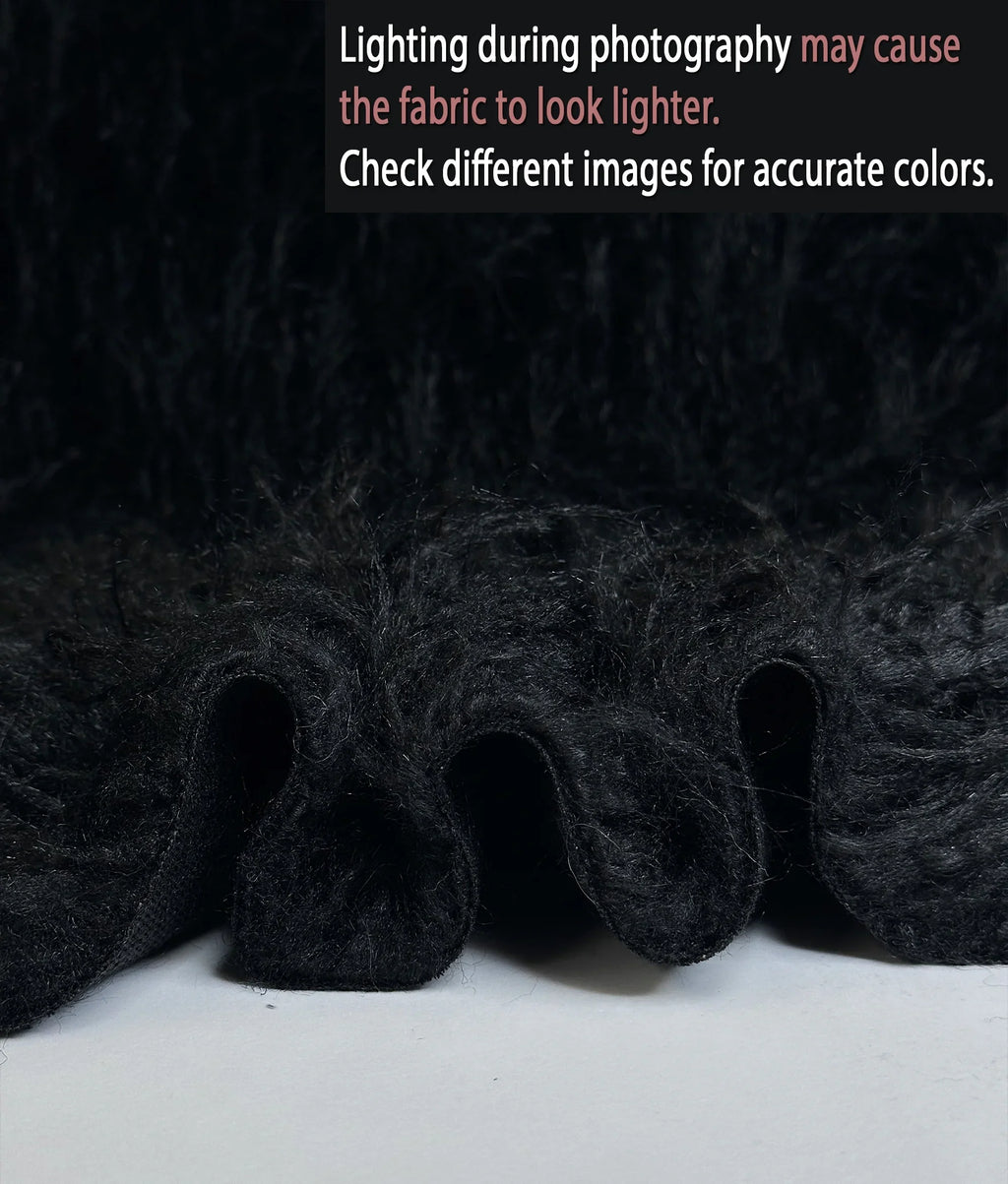 Faux Fake  Yak  3.5"  Pile Japanese Fire Retardant Yarn 2.3oz Per Yard / Craft, Sewing Cosplay 58" Wide Sold by Continuous Yard (Black)
