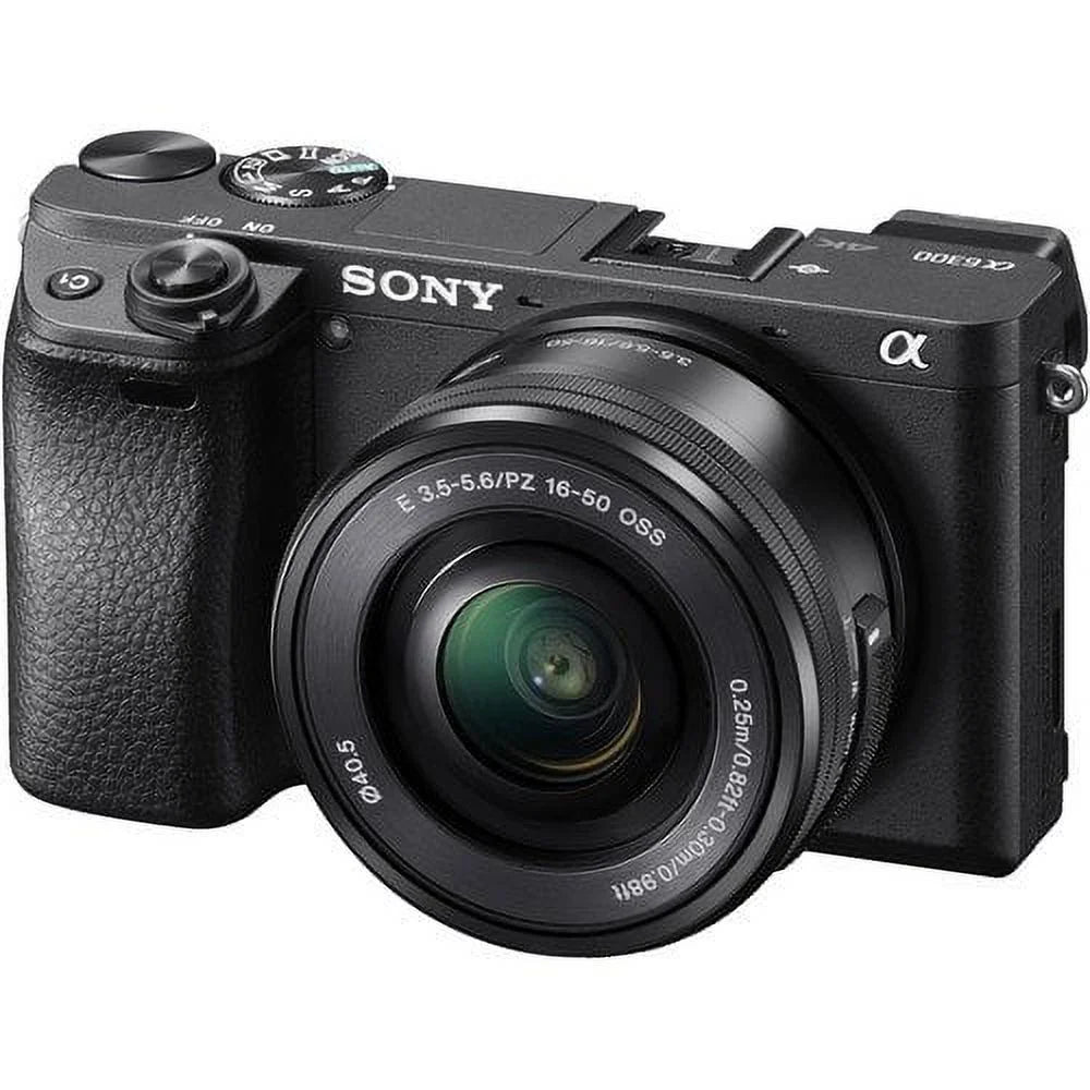 Sony Alpha a6300 Mirrorless Camera W/ 16-50mm Lens Black ILCE6300L/B W/ Soft Bag, Zhiyun-Tech  Stabilizer, 2x Extra Batteries, Rode Mic, 2x 64GB Cards, 4K Monitor , Plus Essential Accessories