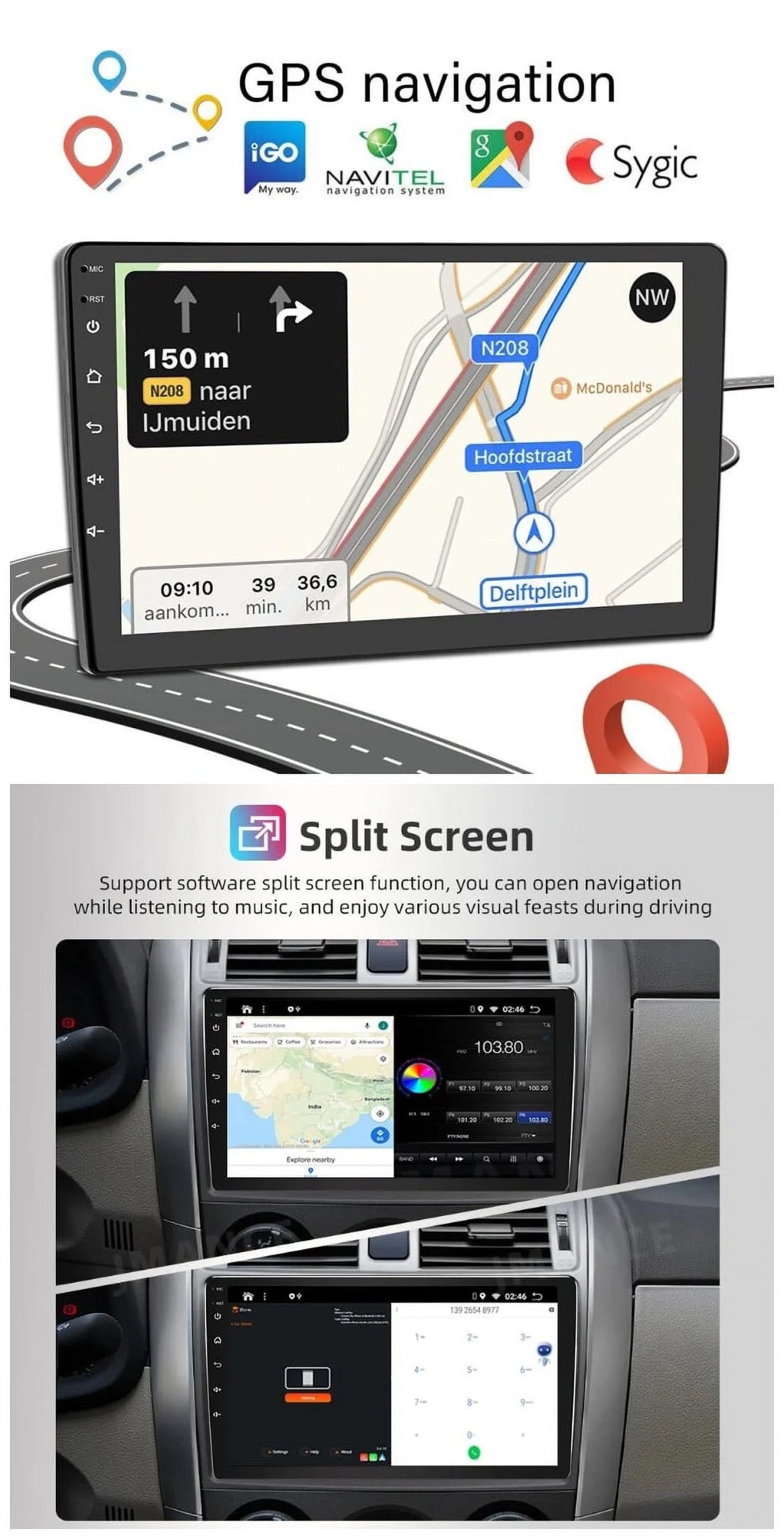 10.1" Touch Screen Android 12  Navigation Bluetooth Double 2 Din Car Stereo Radio Head Unit 2+32GB Carplay For 2003 2004 2005 2006 2007 Honda Accord