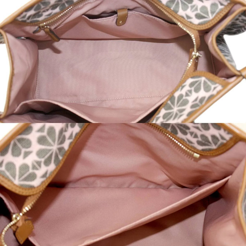 Pre-Owned Kate Spade spade flower collection tote bag shoulder jacquard leather pink x brown women's  (Good)