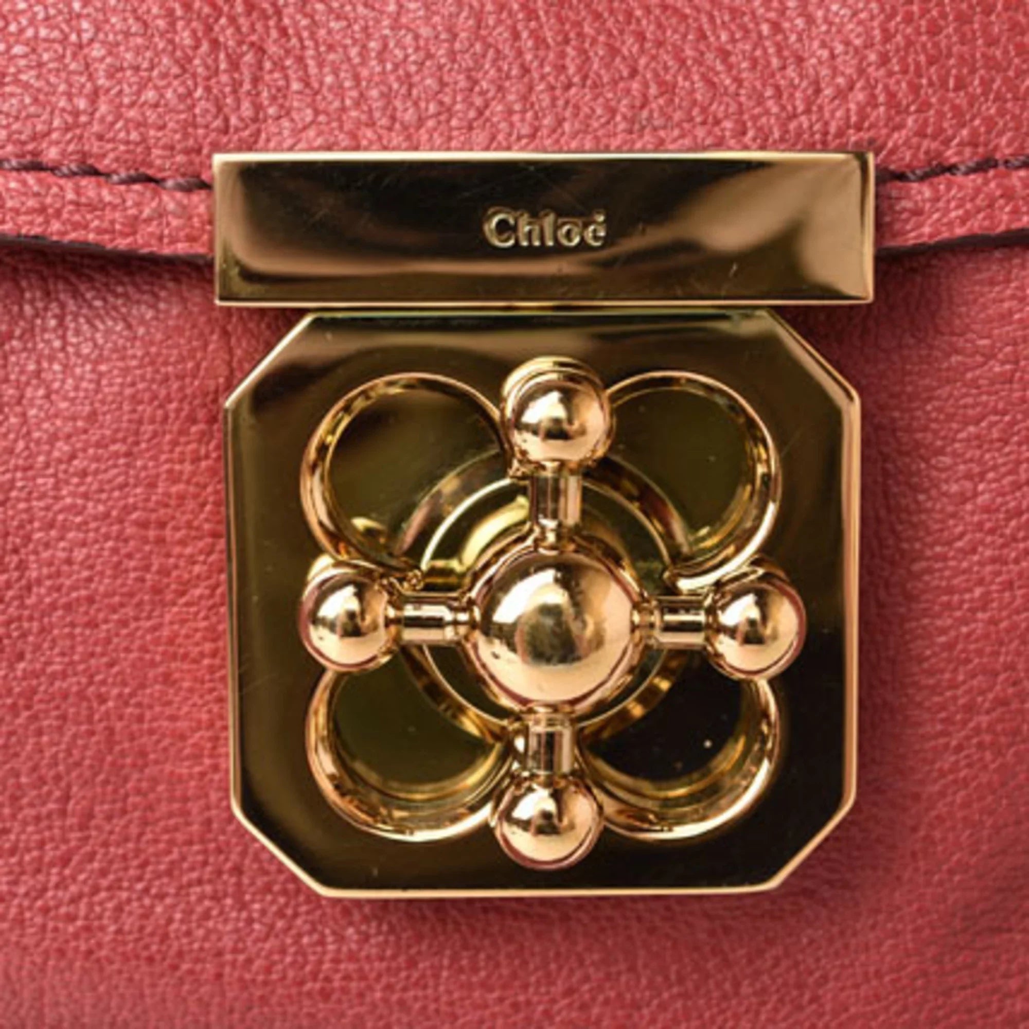 Pre-Owned Chloé Chloe handbag shoulder bag 2way  Elsie leather Bordeaux (Good)