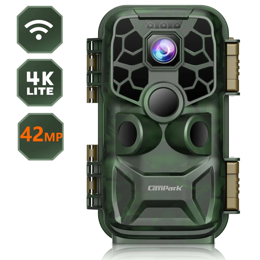 WiFi Trail Game Camera 4K 42MP Bluetooth Hunting Deer Camera with 3PIR Sensor Infrared Night Vision Waterproof IP66 0.2s Trigger 2.4"  Trail Cam for Wildlife Monitoring
