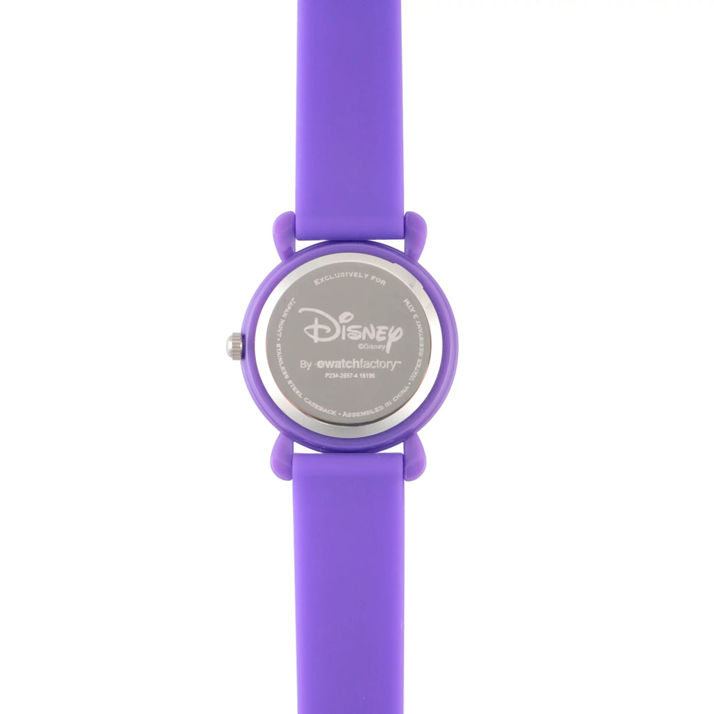 Frozen Elsa and Anna Girls' Purple Plastic Time Teacher Watch, Purple Silicon Strap