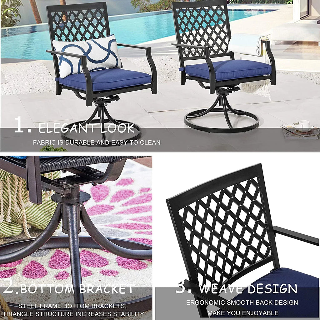 Patio Swivel Rocker Chairs Furniture Metal Outdoor Dining Chairs With Cushion Set Of 2