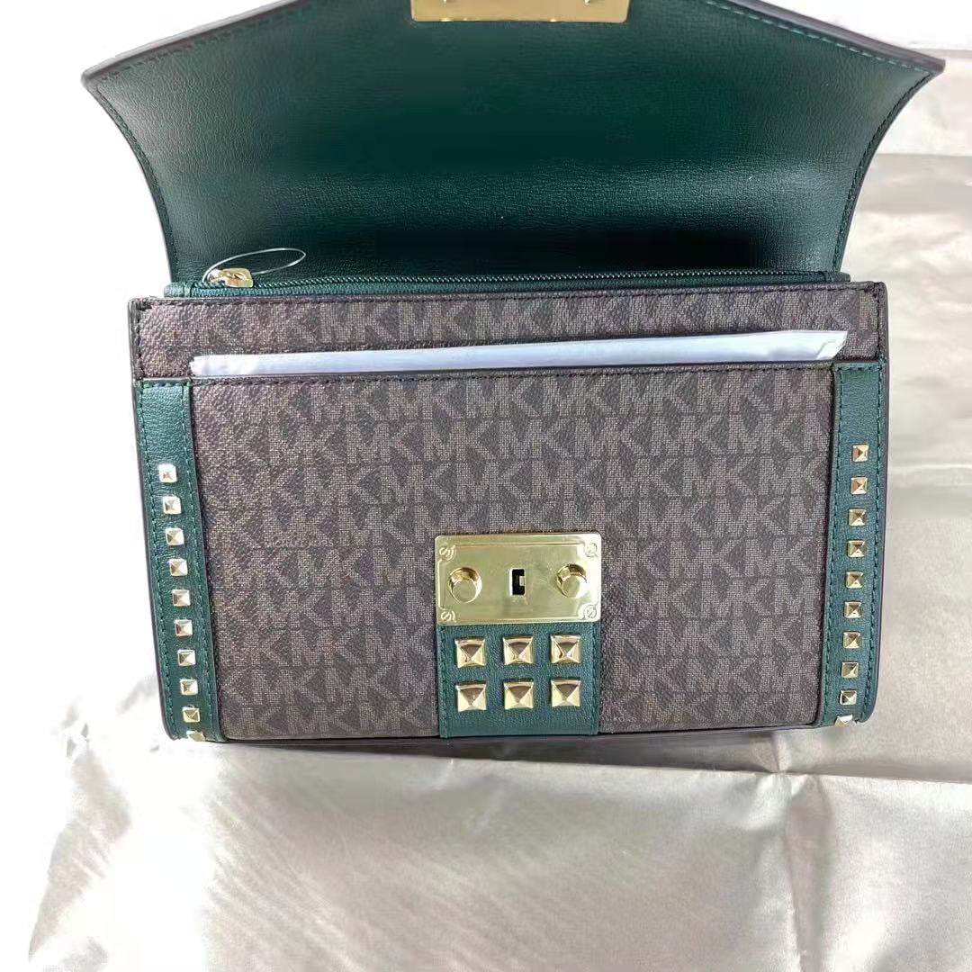 Michael Kors Rose 35F1Gx0L2B Medium Flap Shldr Messenger Bag In Racing Green