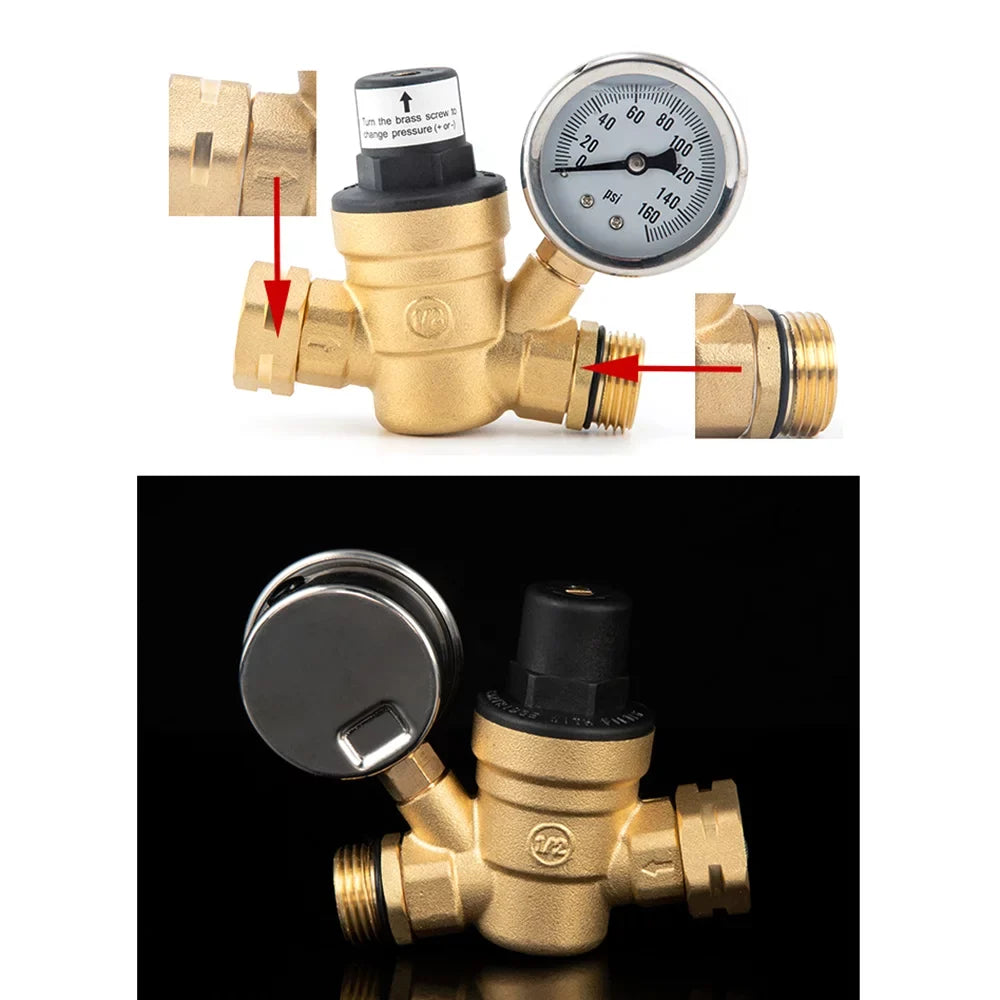 GoolRC Valve,0-160psi And Inlet Reducer With 0-160psi Valve -free Brass Pressure Valve -free Brass Adjustable Water Screened Filter Rv Water Pressure With 0-160psi And Pressure Reducer With