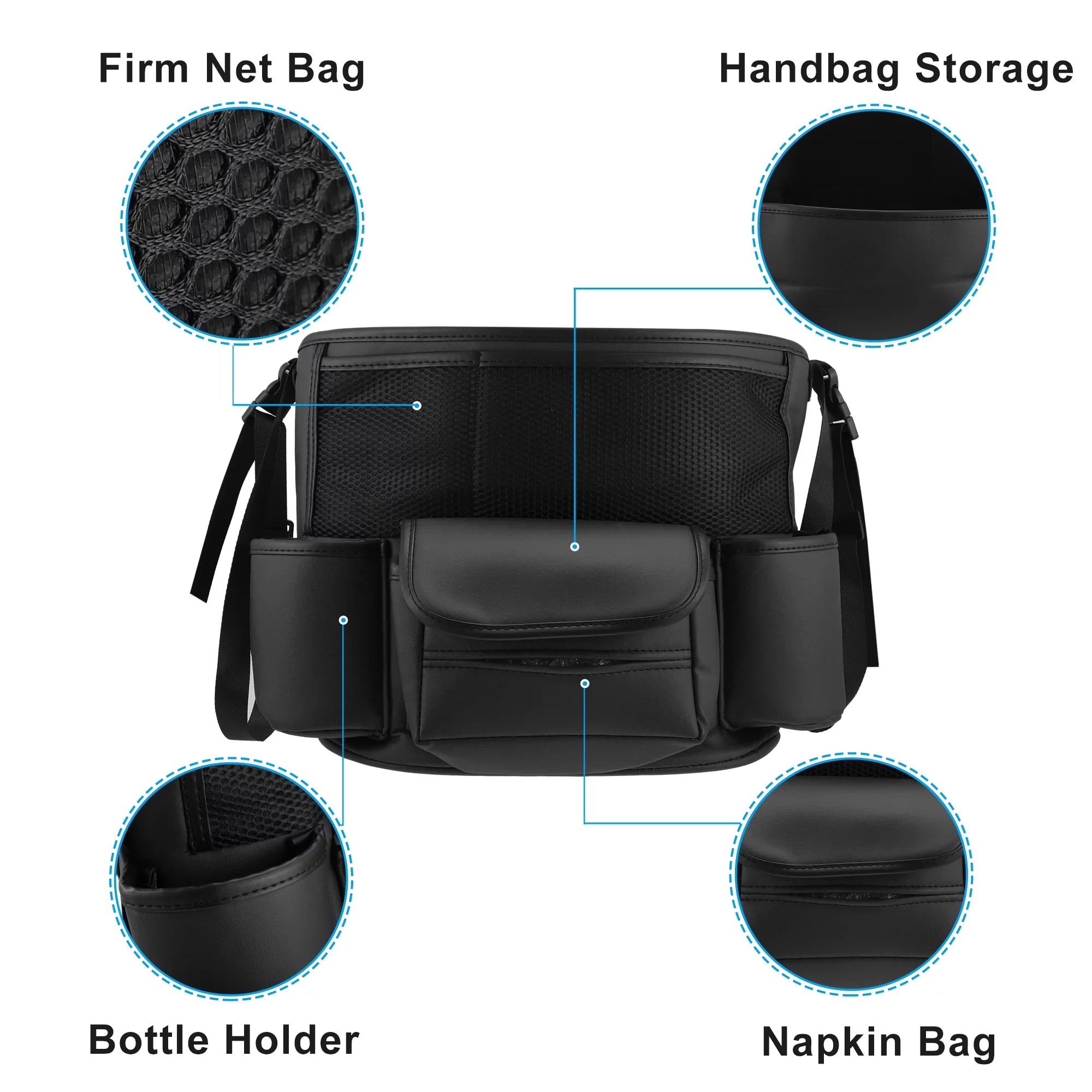 Car Large Capacity Seat Organizer Backseat Multi Pockets Purse Storage for Car 36x26c18cm Black