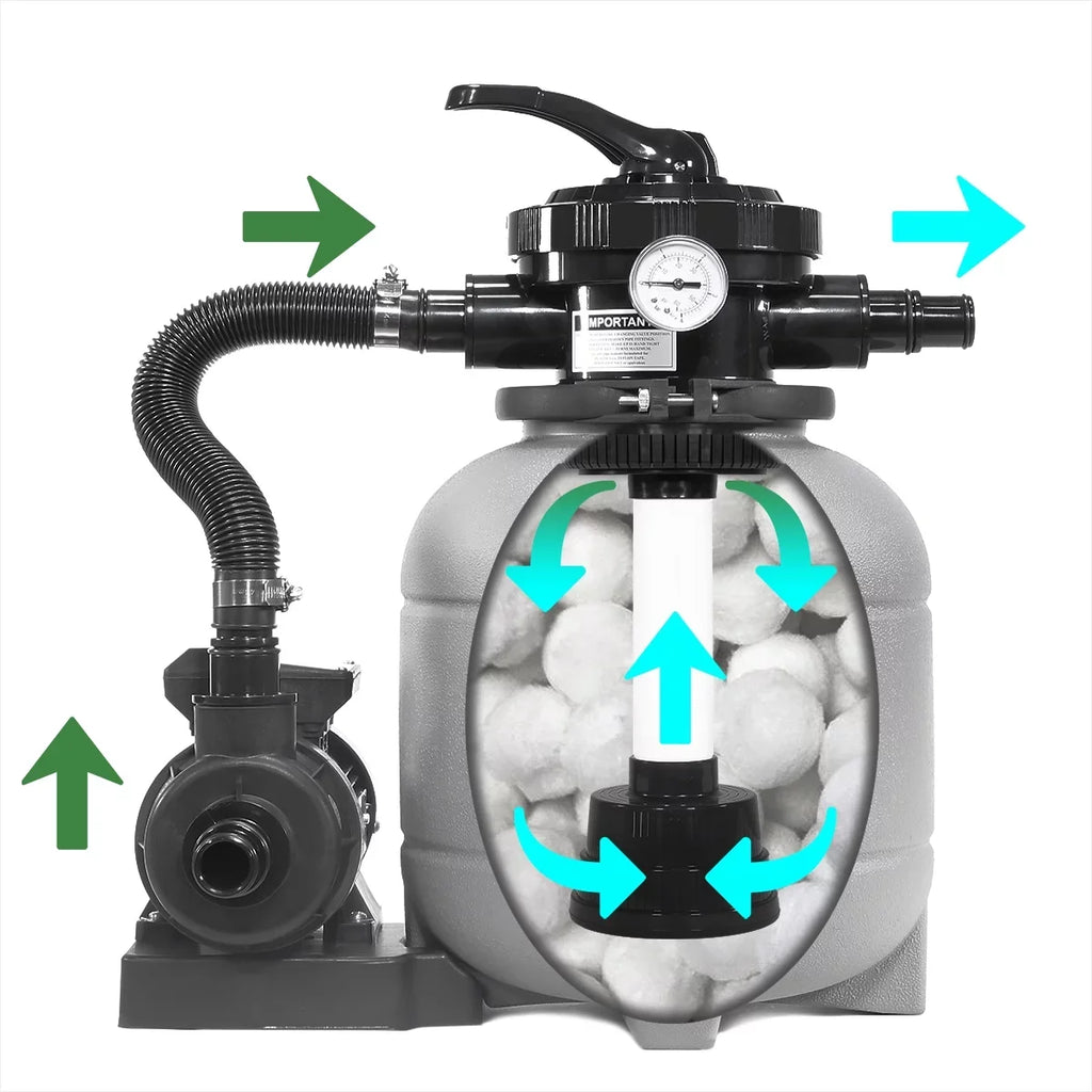 XtremepowerUS 12" Sand Filter Above-Ground Pool Pump Swimming Pool with Stand (Filter Media Included)