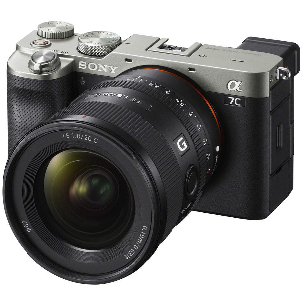 Sony a7C Mirrorless Full Frame Camera Body with Sony  20mm F1.8 G Lens SEL20F18G Silver ILCE7C/S Bundle with Deco Gear Photography Backpack Case , Software and Accessories