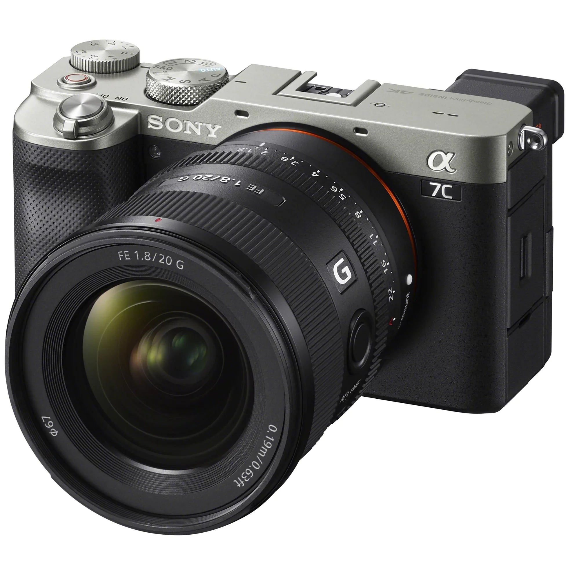 Sony a7C Mirrorless Full Frame Camera Body with Sony  20mm F1.8 G Lens SEL20F18G Silver ILCE7C/S Bundle with Deco Gear Photography Backpack Case , Software and Accessories