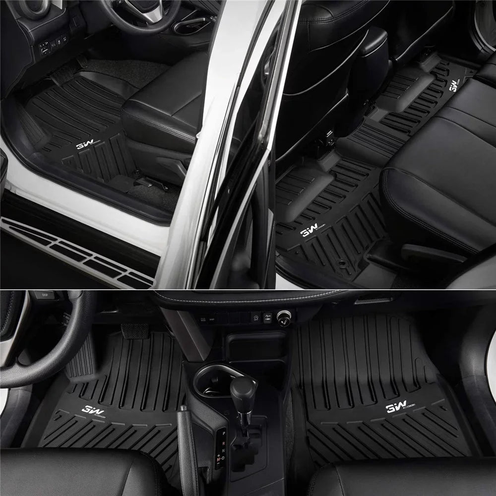 3W Floor Mats for Volkswagen Tiguan (2018-2023), All Weather Custom Fit Floor Liner for Volkswagen Tiguan,1st & 2nd Row Full Set Car Liners,Black