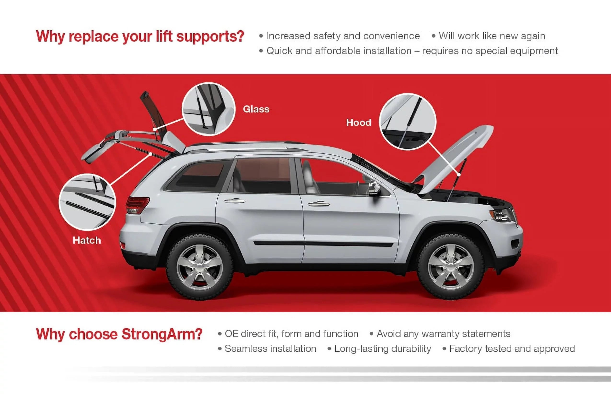 Qty 2 Made by Strong Arm 6457 Fits Mustang 05 to 14 Trunk Lift Supports W/O Spoiler Fits select: 2005-2014
