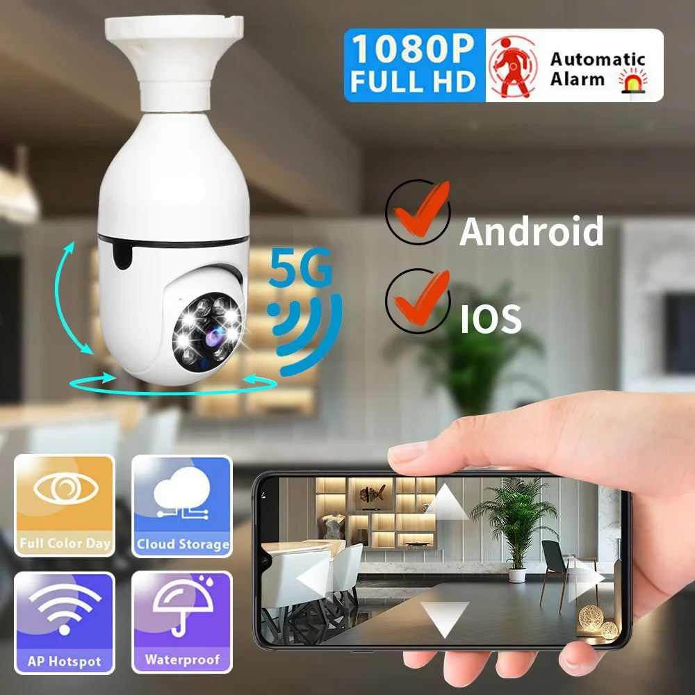 Pan Tilt Security Light Camera Full- 1080P Wireless Wi-Fi  Camera, Home Surveillance  Cameras with Motion Auto Tracking/Siren Alarm/Night Vision/Remote Viewing/Two-Way Audio,5G