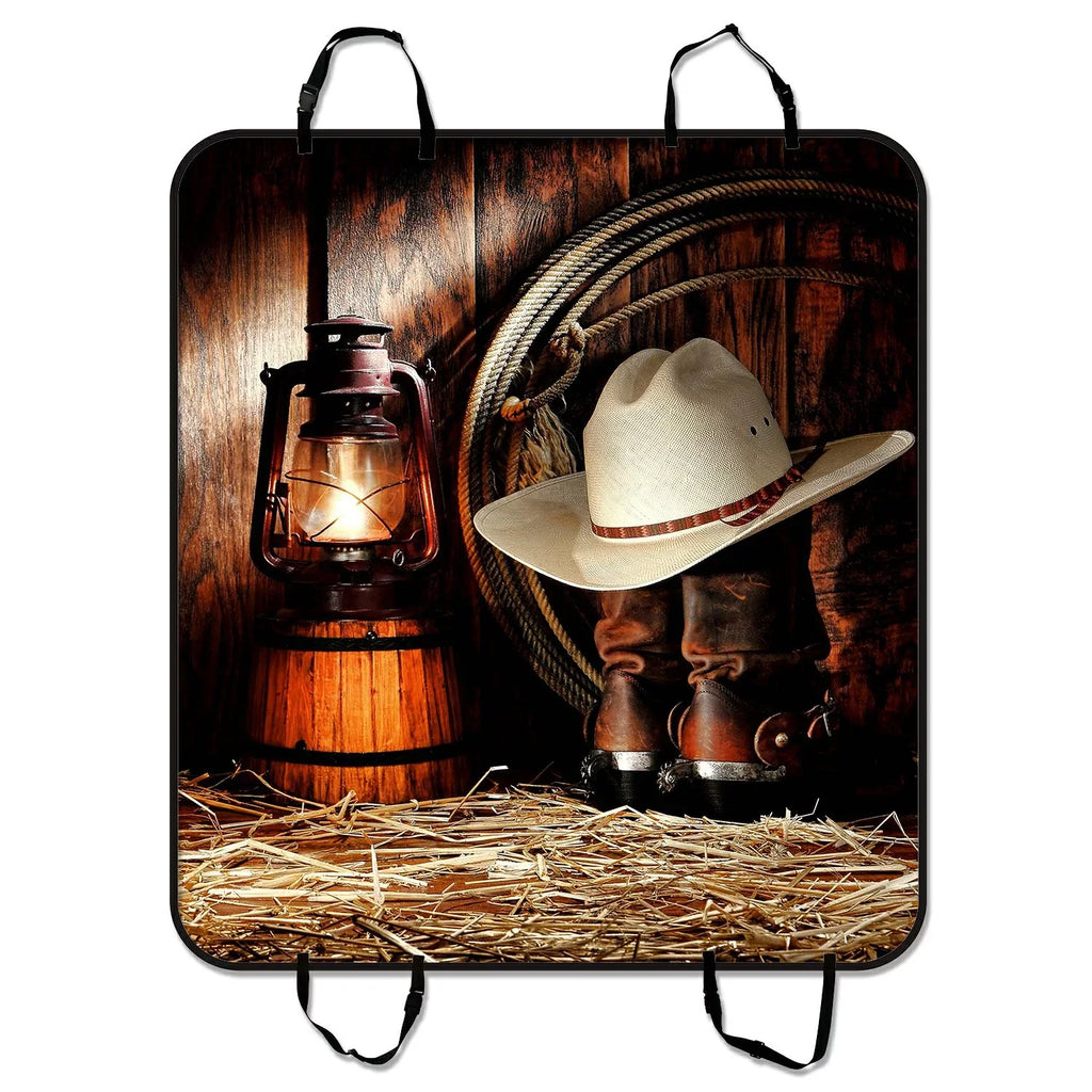 American West Rodeo Cowboy Pet Car Seat Cover Dog Car Seat Mat Hammock Cargo Mat Trunk Mat For Cars Trucks and  54x60 inches