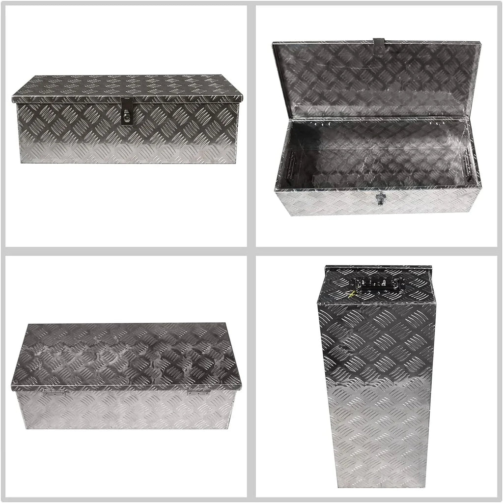 30 Trailer Tongue Tool Box Diamond Tread Aluminum Heavy Duty Truck Pick Up Underbody Flatbed  Storage Organizer Handling Tools Weather Resistant w/Lock Sliver