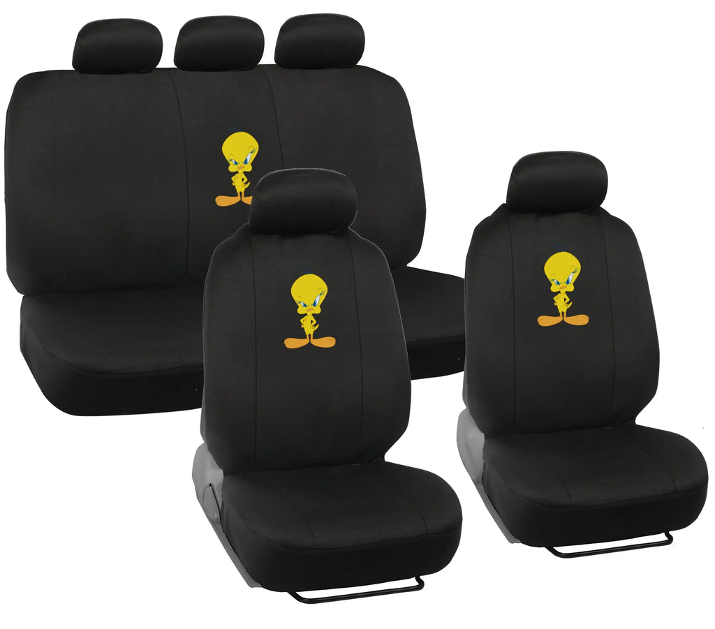 Looney Tunes Tweety Bird Car Seat Covers with Floor Mats Full Set - Holiday Car Auto Accessories Gift Set