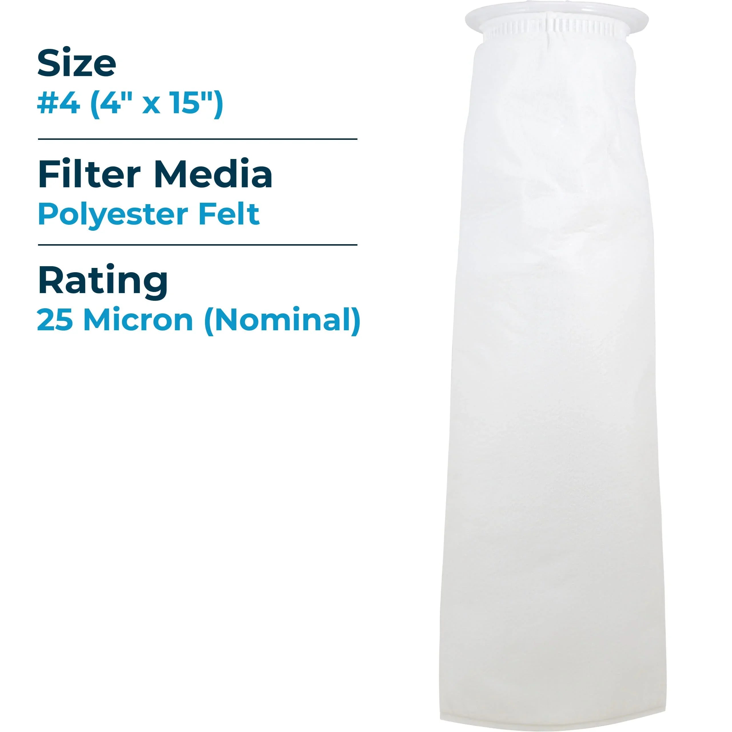 SpiroPure --4-25 25 Micron #4 (20") Polyester Felt Liquid Bag Filter (Case of 40)