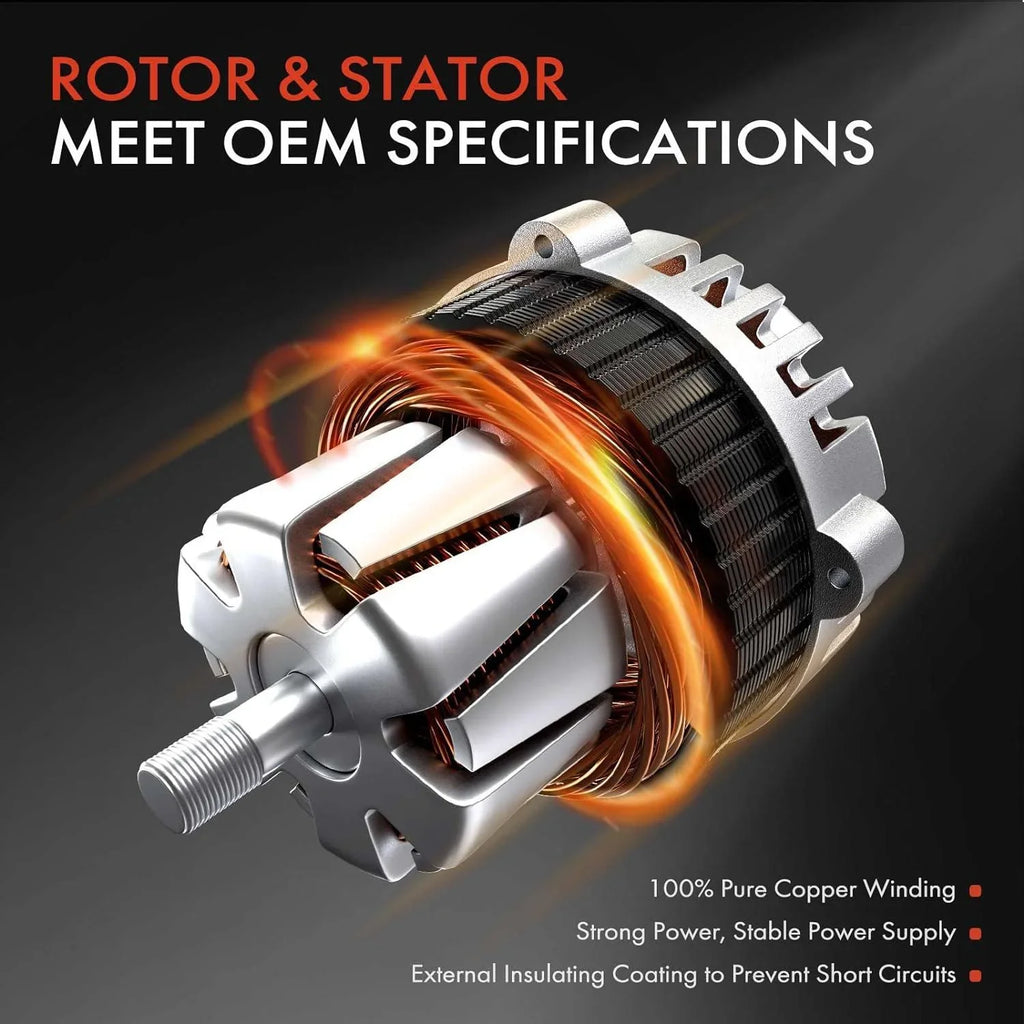 A-Premium Alternator Compatible with Honda Odyssey 2011-2013, Pilot 2012-2015, Ridgeline 2012-2014, V6 3.5L, 130Amp 12V  6-Groove Pulley, Replace# 31100-RV0-A01