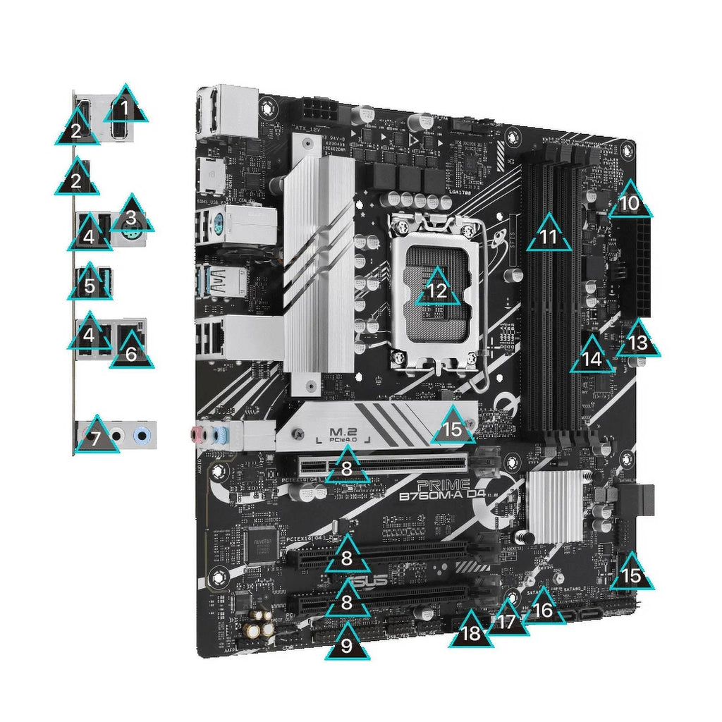 B760M-A D4 Intel B760 ( 1700)(13th and 12th Gen) mATX motherboard, PCIe 4.0, two M.2 slots, Realtek 2.5Gb Ethernet, DisplayPort, Dual ,  6 Gbps, rear  3.2 Gen 2, front  3