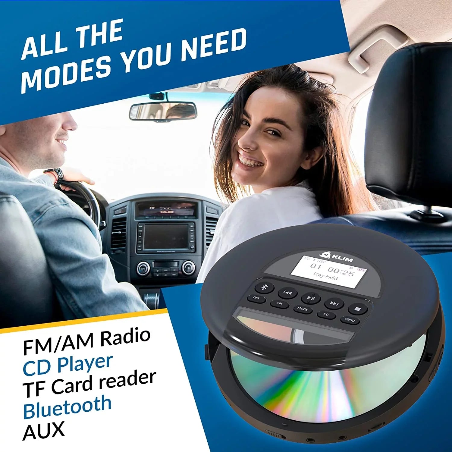 Pre-Owned  Nomad Portable  Player Discman with Fusion Headphones, Rechargeable Battery, MP3,  Card,   Radio, Bluetooth- Ideal for Cars, Black (Refurbished: Good)