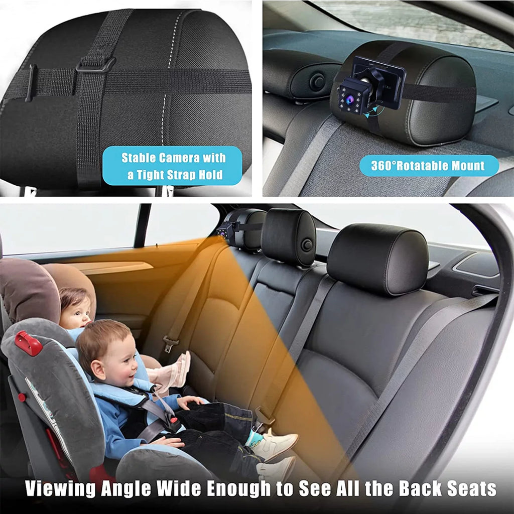 Car Mirror 1080P 4.3 Inch Car Safety Car Seat Mirror Cameras Monitored Mirrors with Wide Crystal Clear View Adjustable Angle Length 5M Long Cable