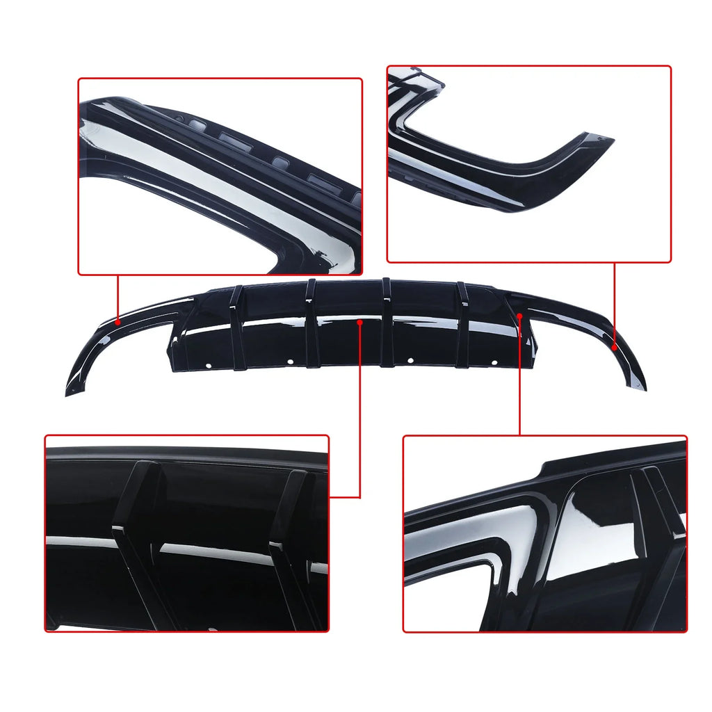 Rear Diffuser for 2015-2022 Chrysler 300  Back Lip Gloss Black Square Exhaust