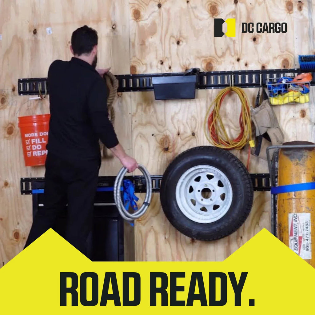 Cargo Mall E Track Shelving Kit - 12 Pieces: 5 ft Black E Track Rails & E Track Wood Beam Sockets