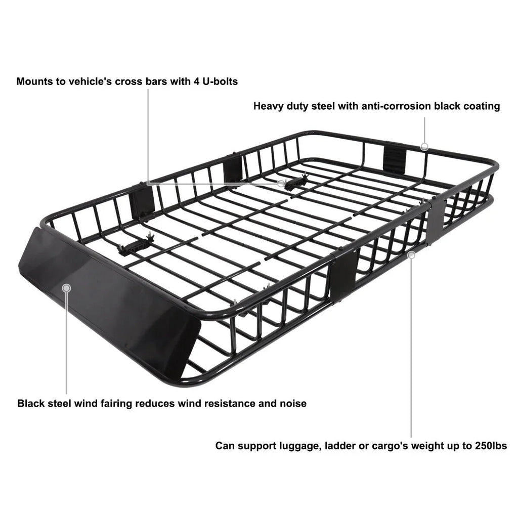 Teledu Roof Rack 64" Extendable Steel Luggage Cargo Carrier Top Basket  Truck