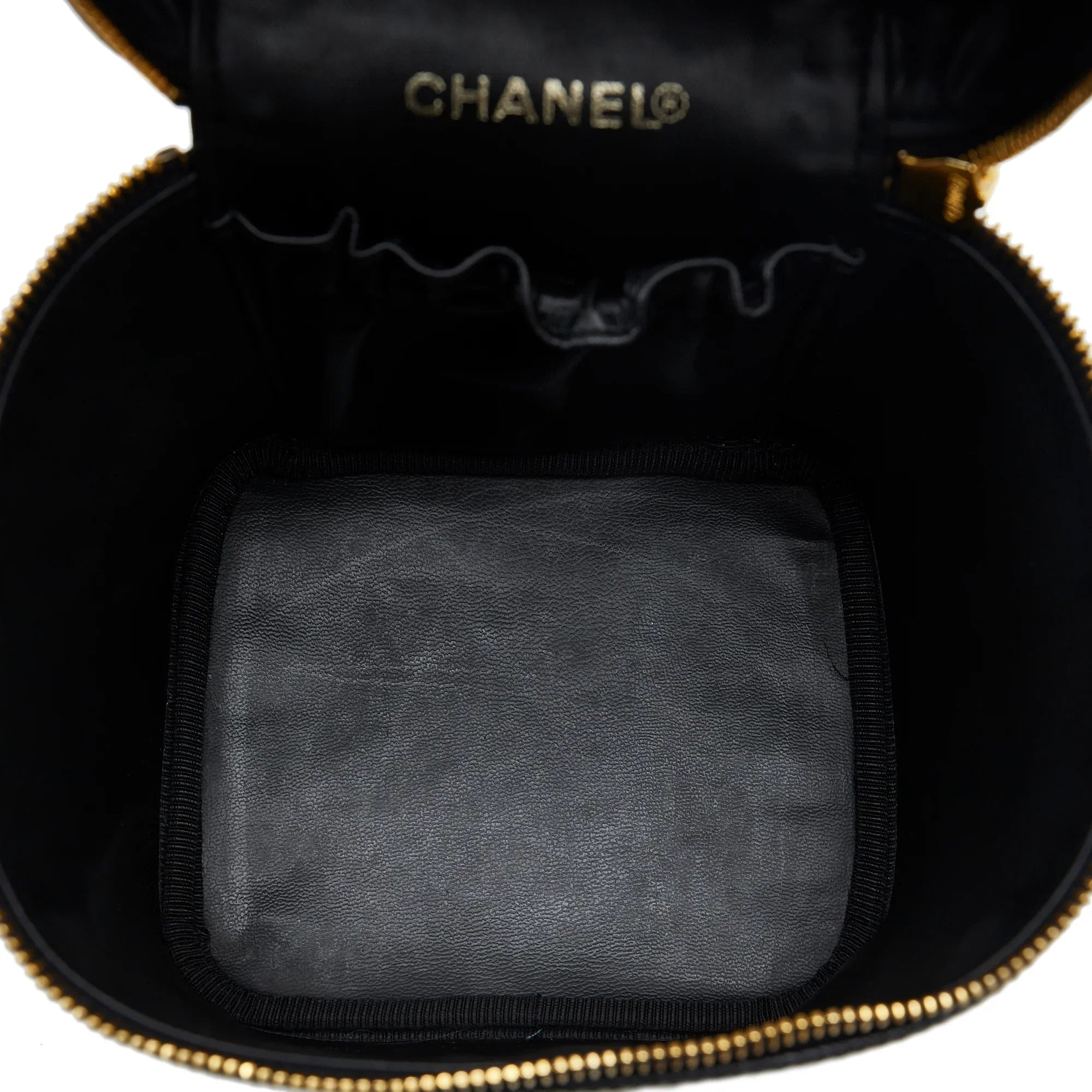 Pre-Owned Authenticated Chanel  Caviar Vanity Bag Leather Black Unisex (Good)