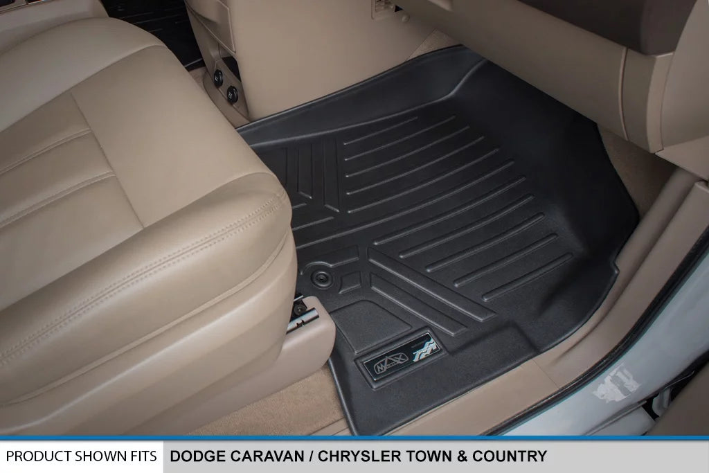Smartliner Front 1st Row Floor Liner Mat Black for 2008-20 Dodge Grand Caravan