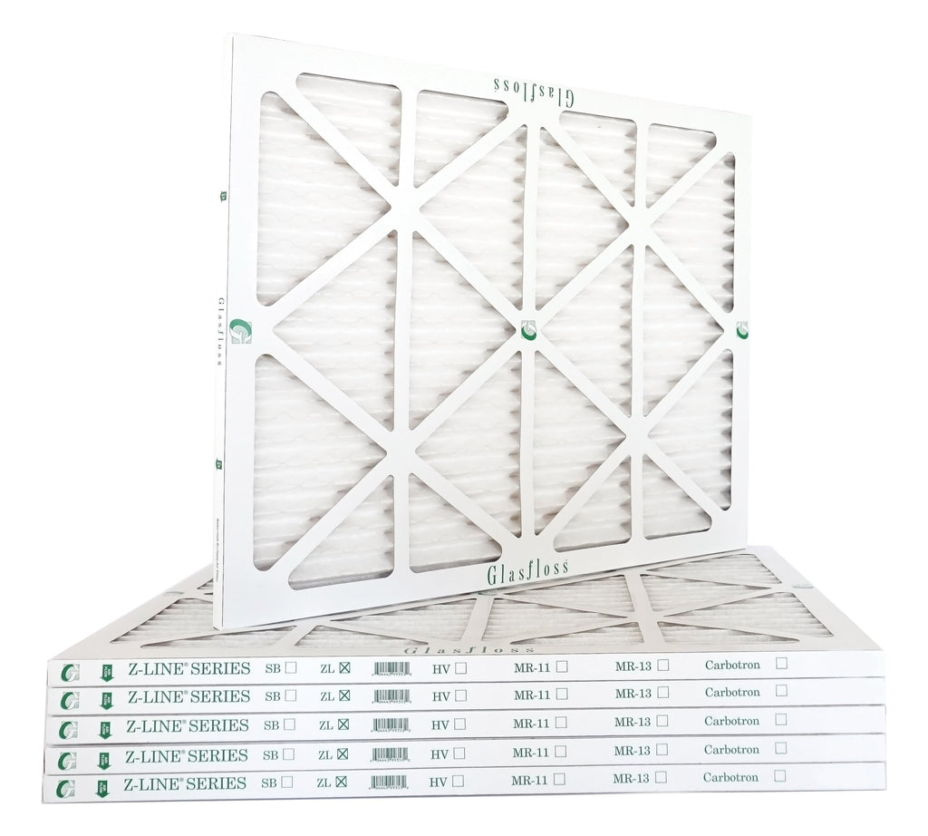 Glasfloss Air Filter 25x25x2 - 2"  10 - (Pack of 6) - Pleated  or  Air Filter - Furnace Air Filter - Home or Office - Made In The .