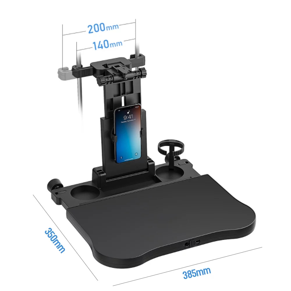 Aibecy Adjustable Car Seat Travel Table Multifunctional Foldable Car Back Seat Food Tray, Car Table with Phone Holder for Working, Writing, Eating Black
