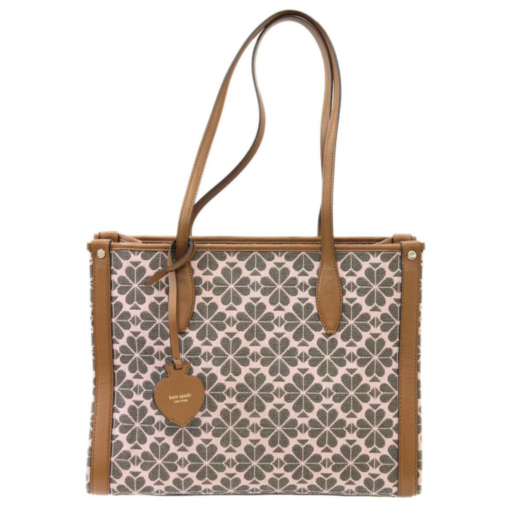 Pre-Owned Kate Spade spade flower collection tote bag shoulder jacquard leather pink x brown women's  (Good)