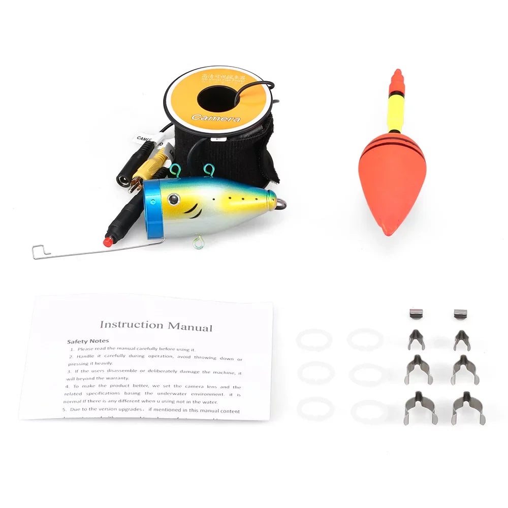 Tomshoo 1200TVL Underwater Fishing 24 LEDs Night Vision Waterproof Fish Shape Boat Ice Fishing Accessories with 15m30m50m Cable