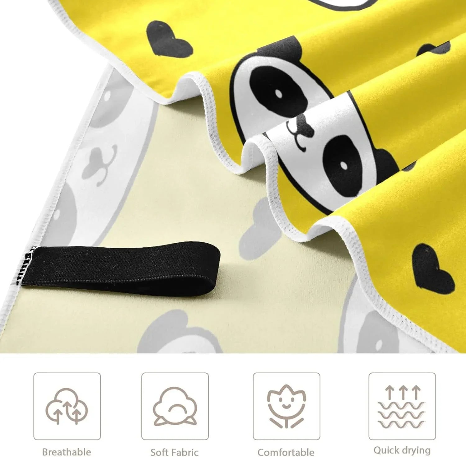 Bestwell Panda Beach Towel Oversized Towel Blanket, Thin Lightweight Microfiber Sand Free Quick Dry Towel, 30”X60” Multipurpose Pool Bath Yoga Swim Shower Towel