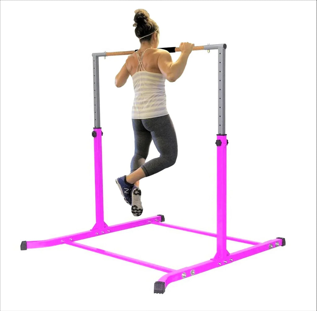 Expandable Pink Kip Bar with Free Foam Pad - Ideal for Gymnastics Training