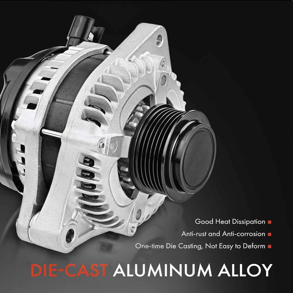 A-Premium Alternator Compatible with Honda Odyssey 2011-2013, Pilot 2012-2015, Ridgeline 2012-2014, V6 3.5L, 130Amp 12V  6-Groove Pulley, Replace# 31100-RV0-A01