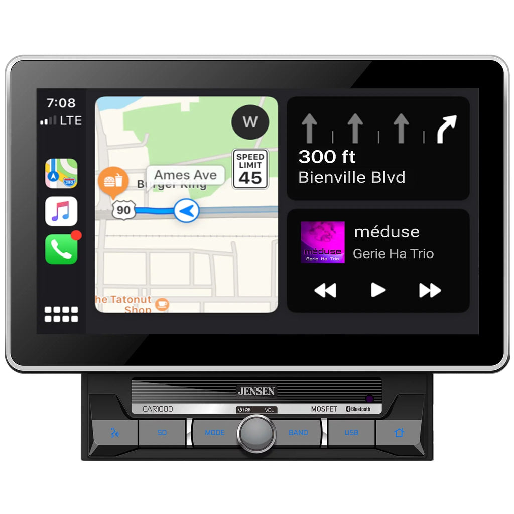Jensen CAR1000 2 Din 10 in.  Mechlesss Carplay & Android Auto
