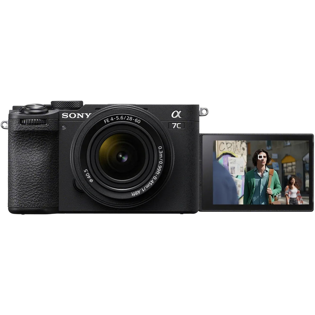 Sony a7C  Full Frame Mirrorless Camera Body with 28-60mm F4-5.6 Lens Black -7CM2L/B Bundle with Deco Gear Photography Bag Case + Extra Battery + Charger + Tripod + Software Kit & Accessories