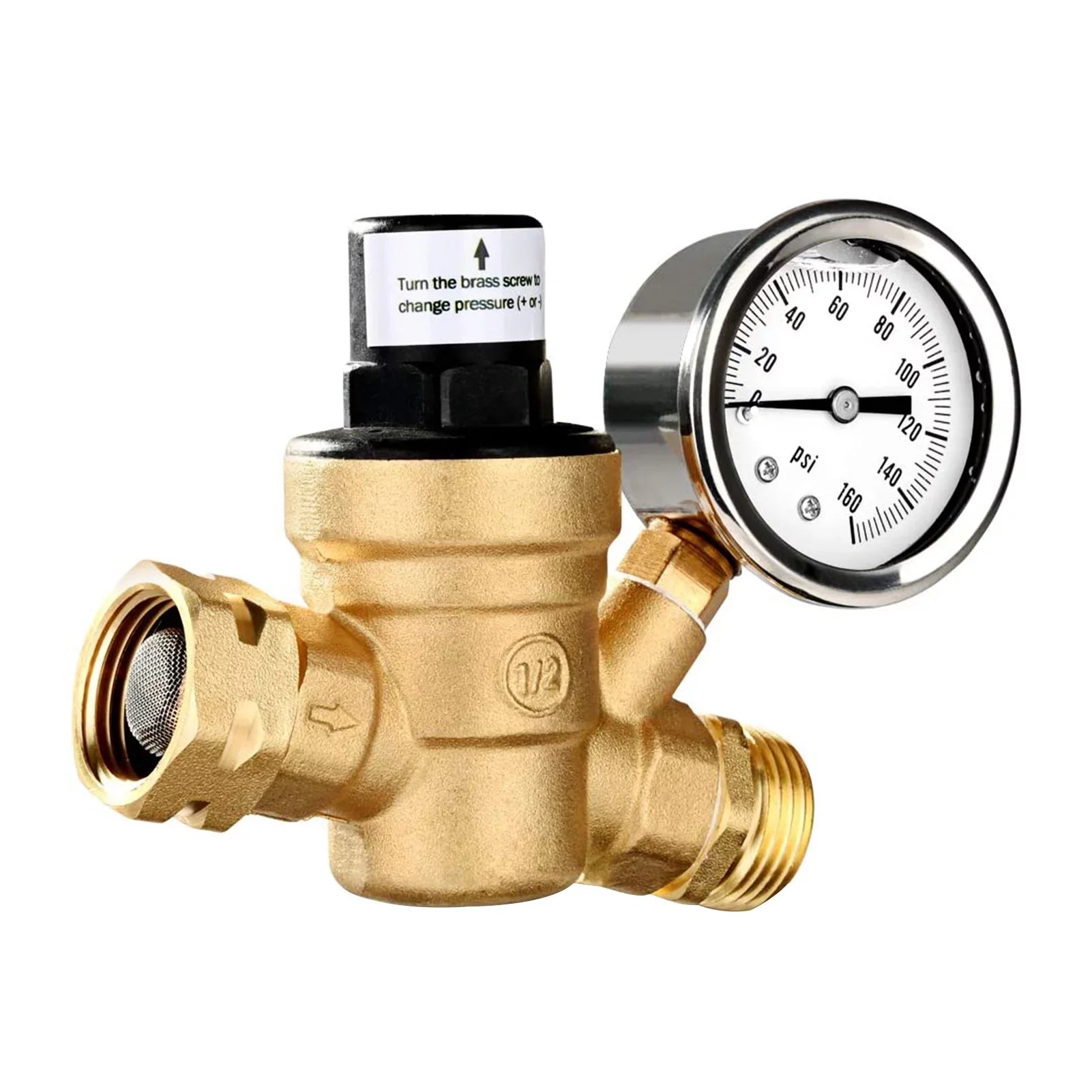 GoolRC Valve,0-160psi And Inlet Reducer With 0-160psi Valve -free Brass Pressure Valve -free Brass Adjustable Water Screened Filter Rv Water Pressure With 0-160psi And Pressure Reducer With