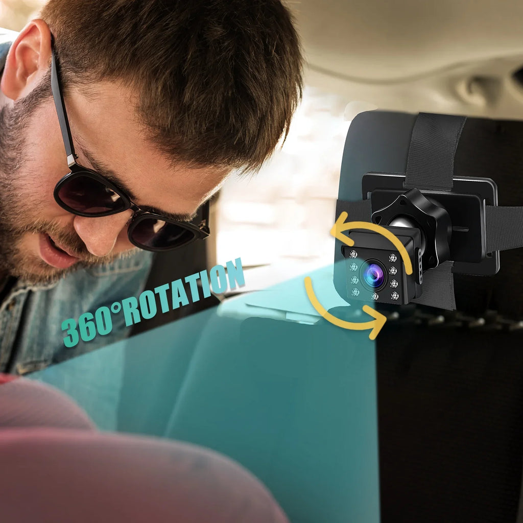 Car Mirror 1080P 4.3 Inch Car Safety Car Seat Mirror Cameras Monitored Mirrors with Wide Crystal Clear View Adjustable Angle Length 5M Long Cable