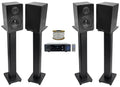 Rockville  150 Amplifier w/ Bluetooth+(4) 6.5" Bookshelf Speakers+Stands