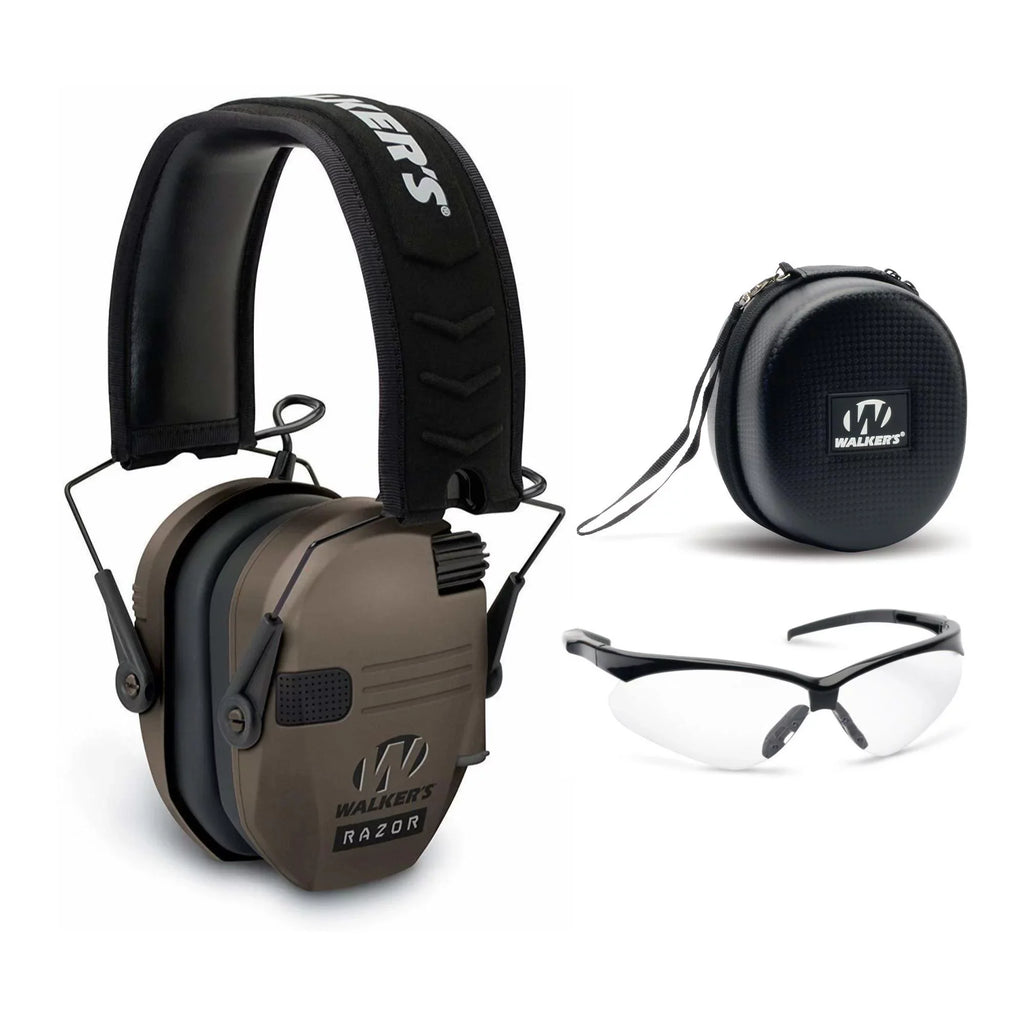 Walkers Razor Slim Electronic Muff (Flat Dark Earth) w/ Case and Glasses