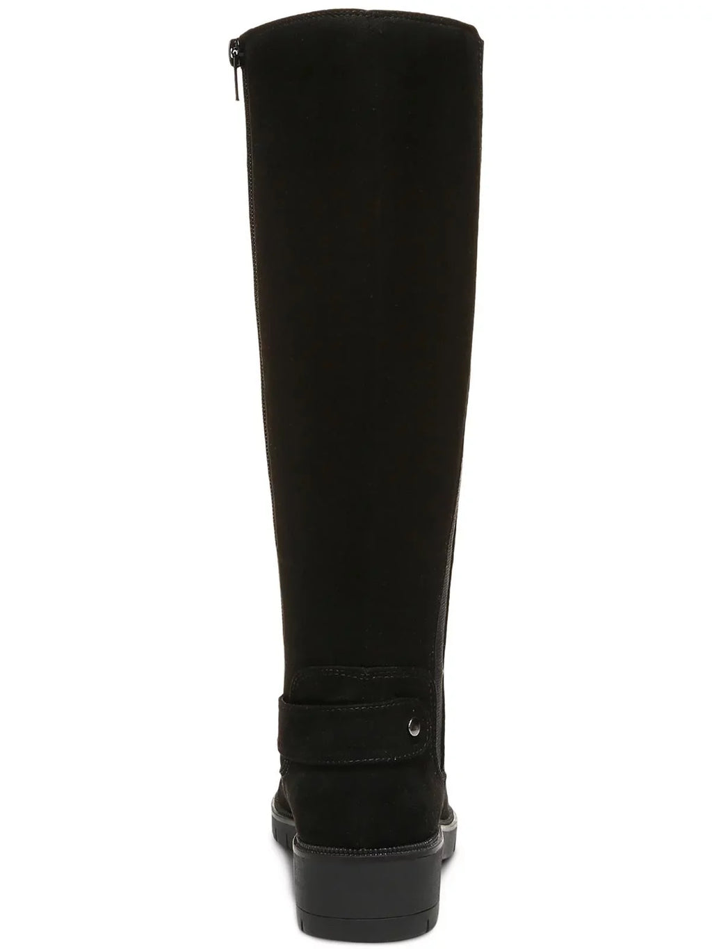 &  Womens Black Strap Accent Side Goring Lug Sole Padded Gwynn Round Toe Block Heel Zip-Up Boots Shoes 6 M