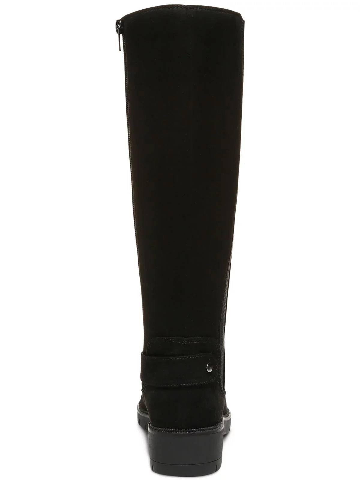 &  Womens Black Strap Accent Side Goring Lug Sole Padded Gwynn Round Toe Block Heel Zip-Up Boots Shoes 6 M