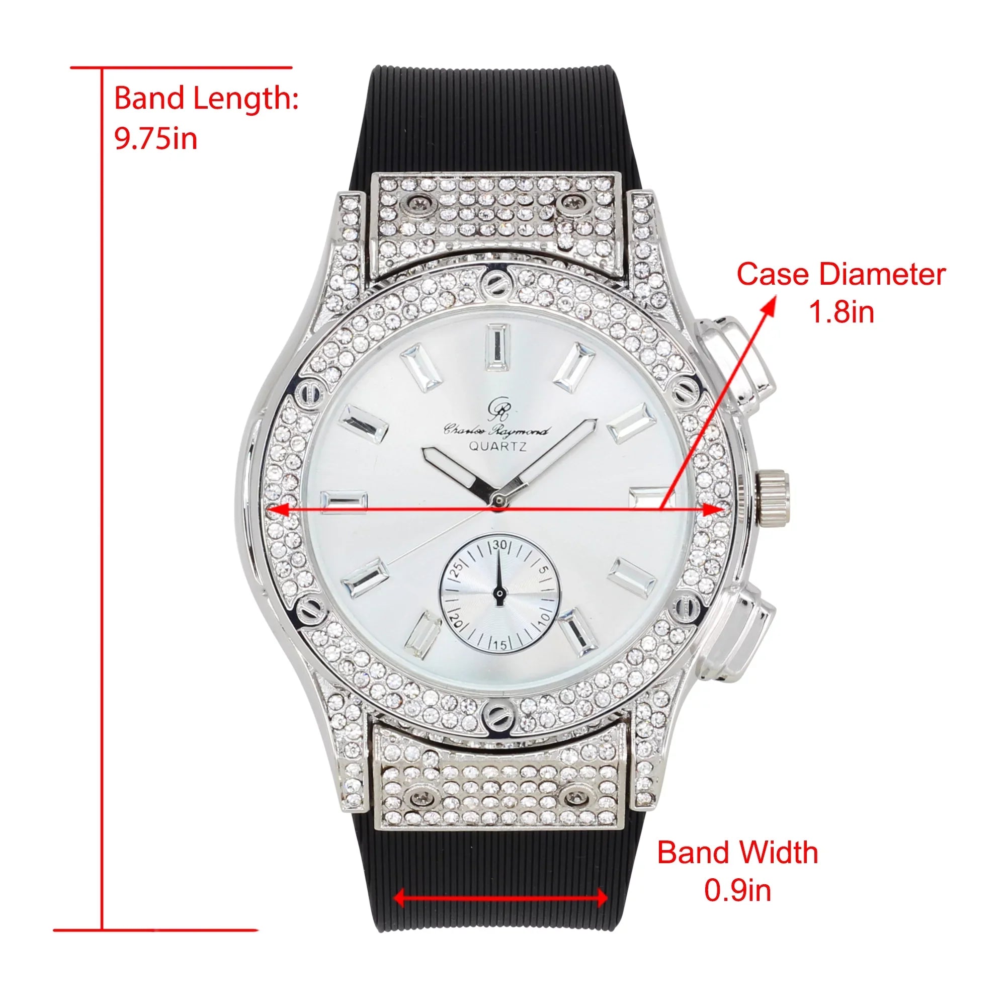 Bling-ed Out It's Lit! Hip Hop Watch & Jewerly Set w/Cuban Chain Bracelet, Kite Bling Earrings & Ring - GJM13 (8, ST10311  ) : B0CHF5CL34
