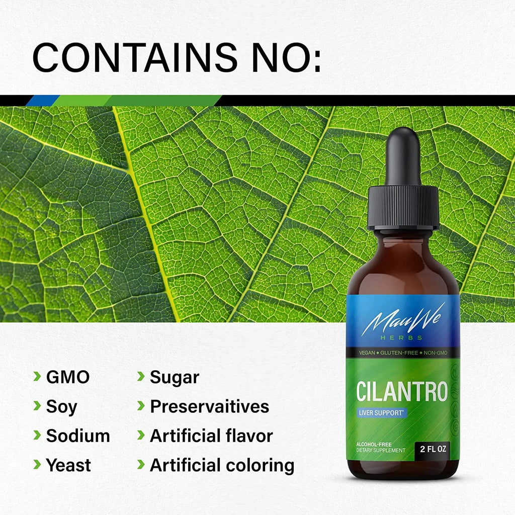 Cilantro Supplement - Organic Cilantro Leaf Liquid Extract - Coriandrum Sativum Drops for Body Cleansing & Detox - Cilantro Tincture Alcohol Free 2 fl. Oz