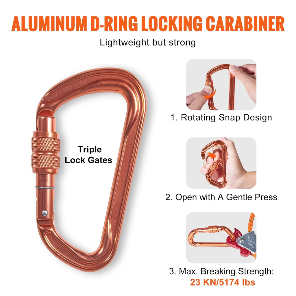 Steel Core flipline, 1/2" x 8' Arborist Flipline, Flip Line for Tree Climbing with Alloy Steel Snap Hook, Aluminum Alloy Carabiner and Extra Tool Lanyard, for Arborist, Tree Climbers